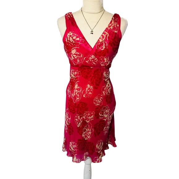 Ann Taylor Dress Sz 8 M Babydoll Silk Carnation Floral Y2K 90s Fairy Cottagecore - Picture 5 of 10
